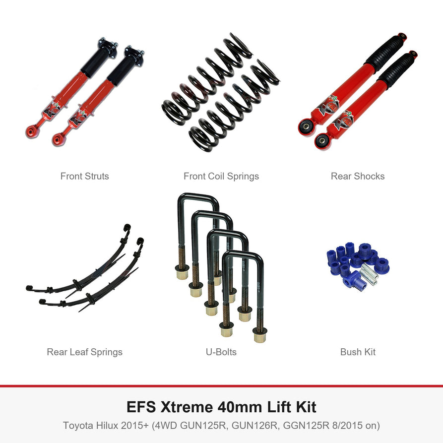 EFS Xtreme 40mm Lift Kit - Suits Toyota Hilux 2015+ (4WD GUN125R, GUN126R, GGN125R 8/2015 on)
