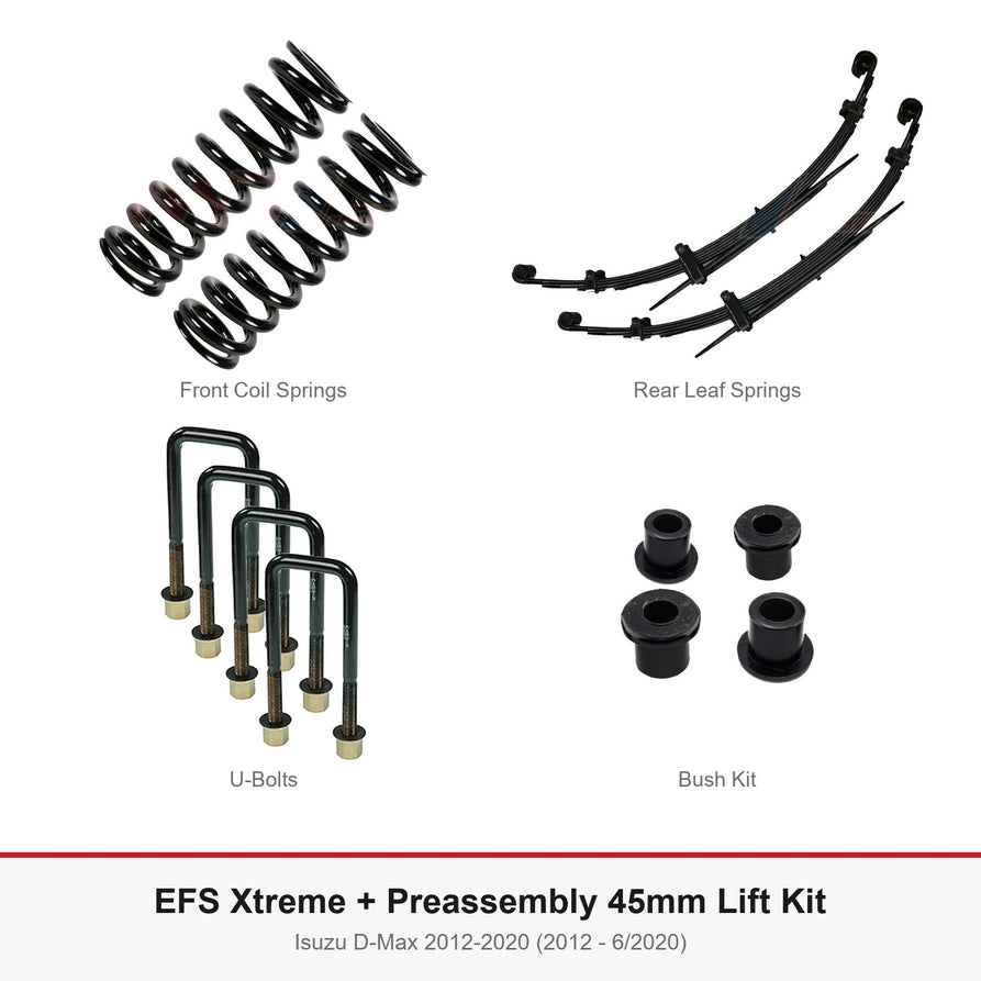 EFS Xtreme + Preassembly 45mm Lift Kit - Suits Isuzu D-Max 2012-2020 (2012 - 6/2020)
