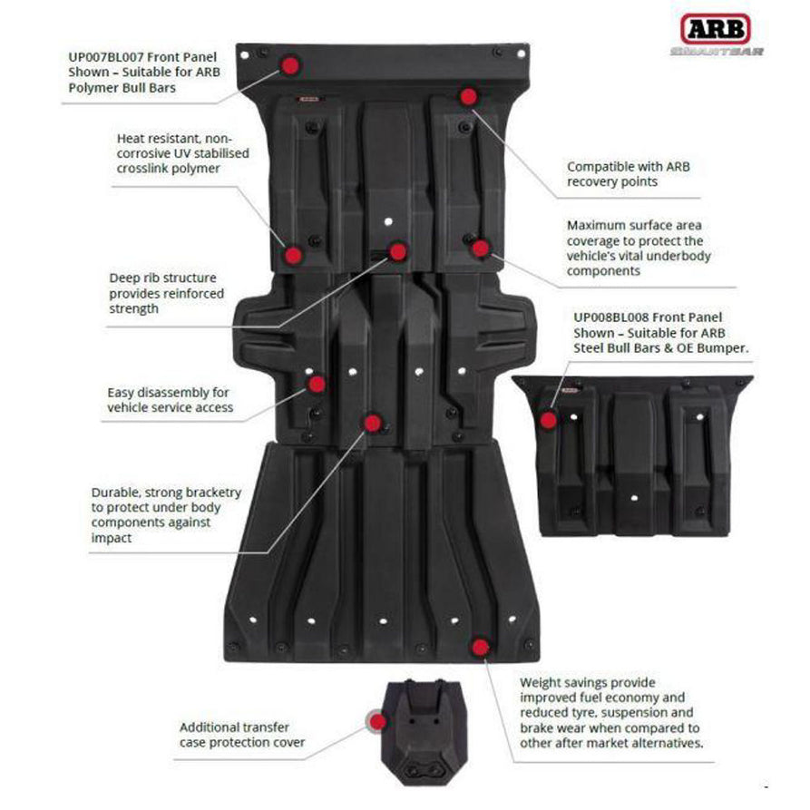 ARB Under Vehicle Armour Suitable For Toyota Hilux/Fortuner for ARB Steel or OE Bumper – UP008BL007