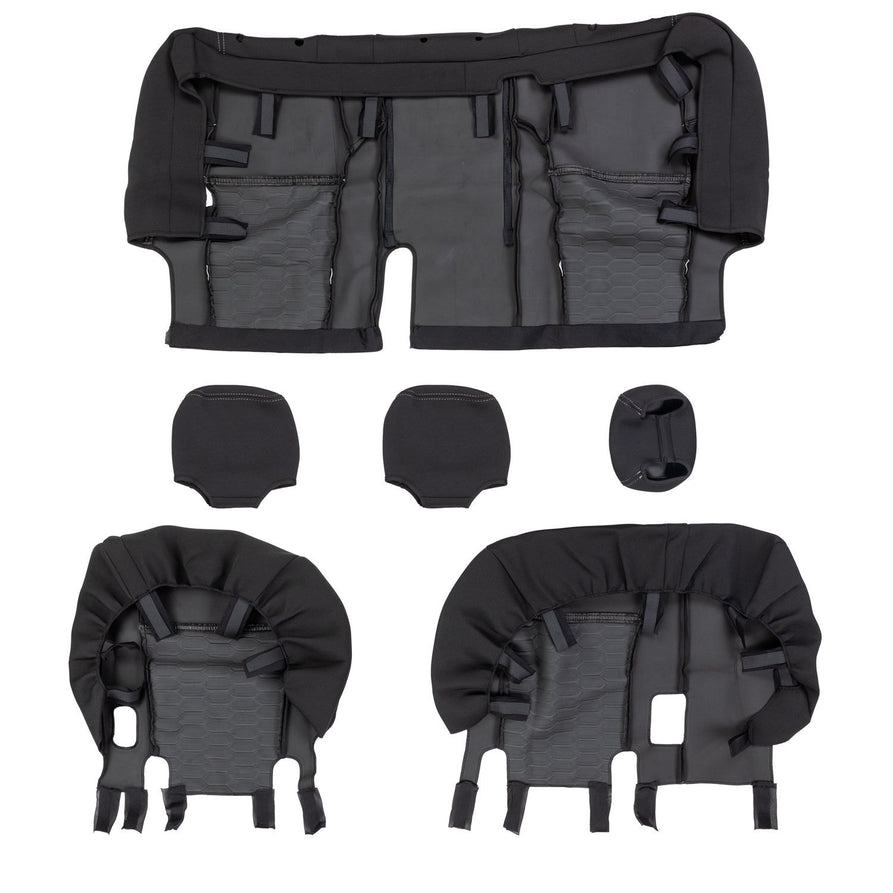 ARB Neoprene Seat Cover Set, Rear, Suitable For Isuzu D-Max Dual Cab and Mazda BT-50 Dual Cab (Bench Seat With Armrest) – 0850111NR