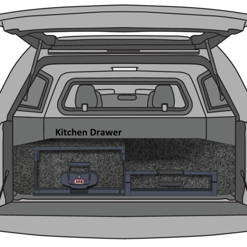 ARB Drawer Bundle – Left Kitchen, Right Roller Floor (Low-Height), Right Side Floor Adaptor – 1355mm