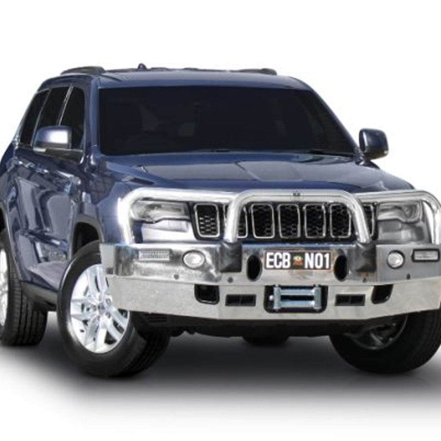 SUITABLE FOR JEEP GRAND CHEROKEE LIMITED Big Tube Bar® Winch Compatible with Bumper Lights (04/17 to 08/18) Finish: Silver Hammertone