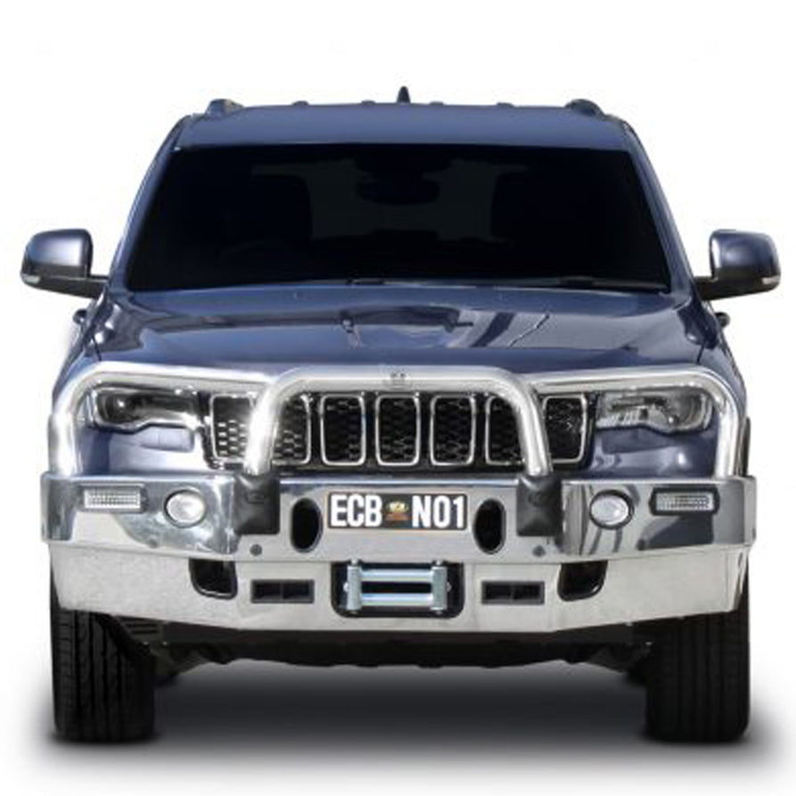 SUITABLE FOR JEEP GRAND CHEROKEE LIMITED Big Tube Bar® Winch Compatible with Bumper Lights (04/17 to 08/18) Finish: Silver Hammertone