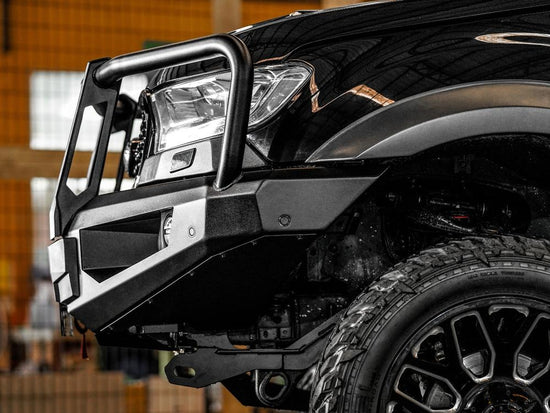 Closeup of black recovery points on PIAK Elite Bull Bar for Ford Ranger