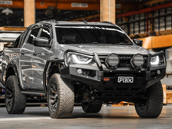 PIAK Elite 3 Loop Bull Bar for Isuzu D-Max (7/2020 on) with black recovery points and bash plate