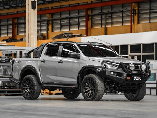 PIAK Right side view of the Elite 3 Loop Bull Bar for Isuzu D-Max, featuring winch compatibility and sleek design