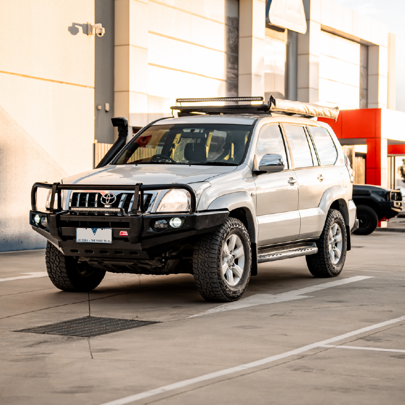Prado 120 2002-2009 707-02 Falcon Bull Bar Black A-Frame Package (LED Foglight) - SKU MCC-01010-702FOGUP