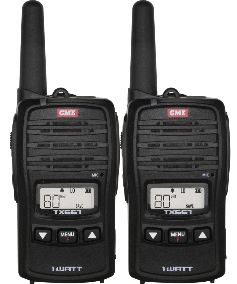 GME TX667TP 1 Watt UHF CB Handheld Radio - Twin Pack