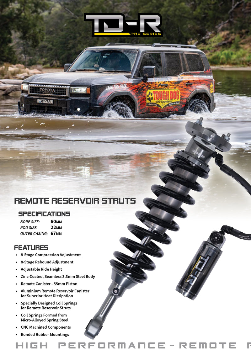 Tough Dog Front Remote Res Adjustable Struts 300 Series Toyota LandCruiser
