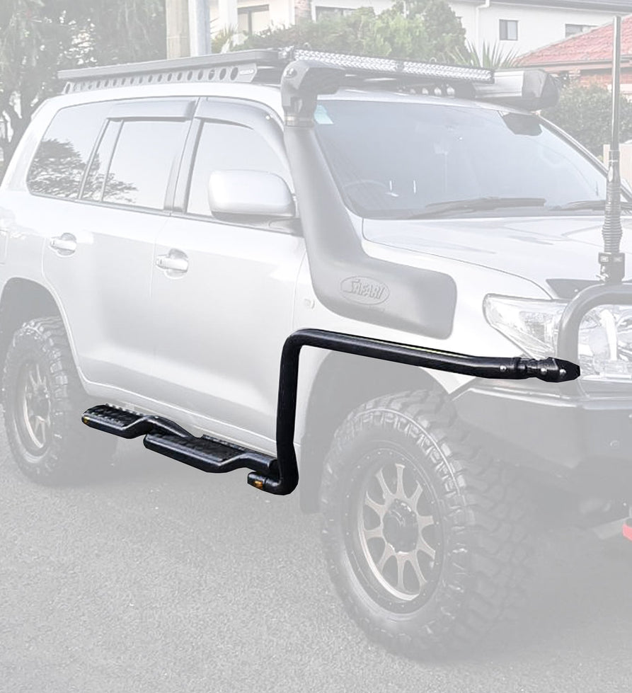 JAC T9 2025-On  039TWSBSR Sand Black Twisted Side Step and Rail Package (Chrome Step Plate) (50mm Bull Bar)