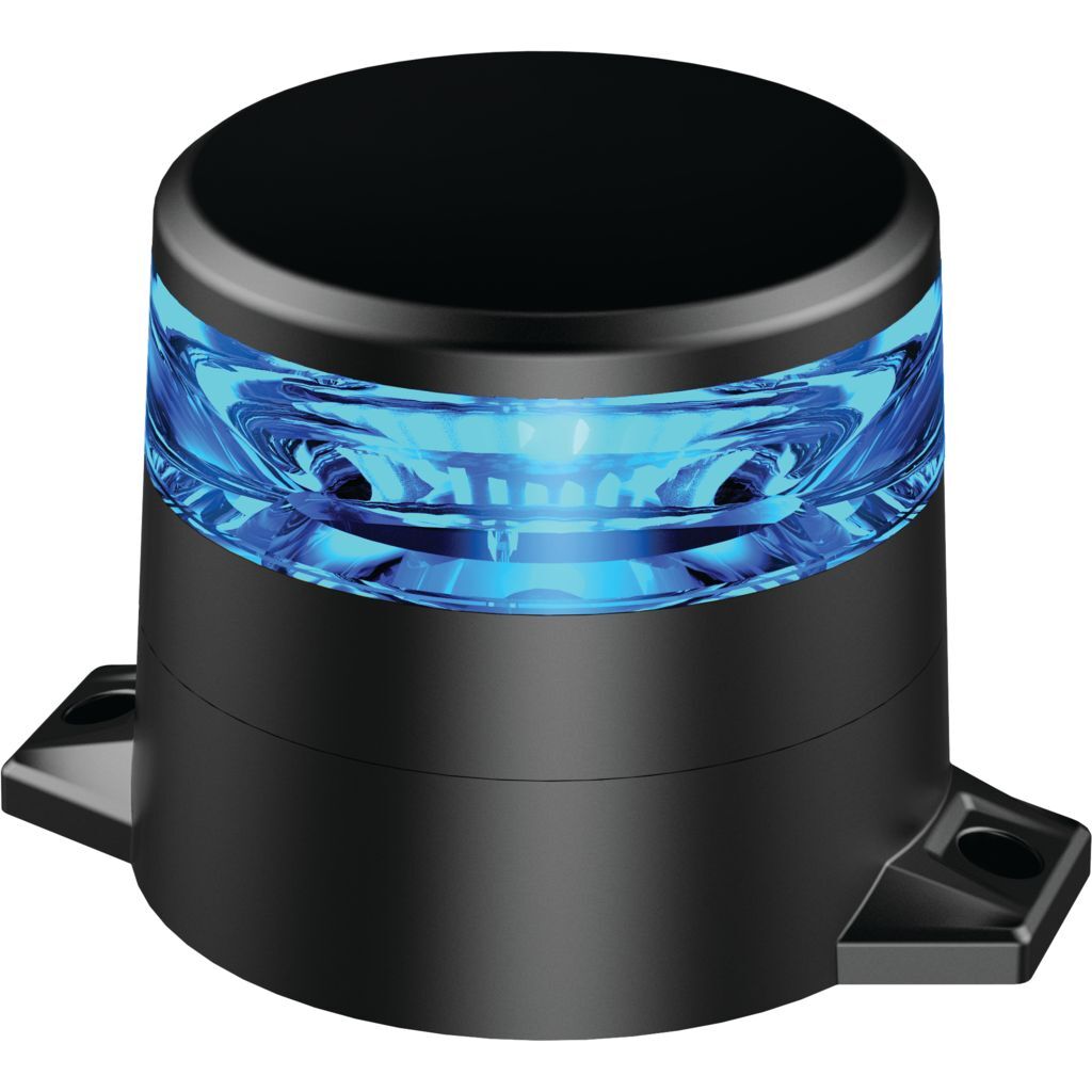 LED BLUE BEACON 10-80V 2 BOLT METAL MNT 10xSTRBE 2xROT PATTs LOW PROFLE ...